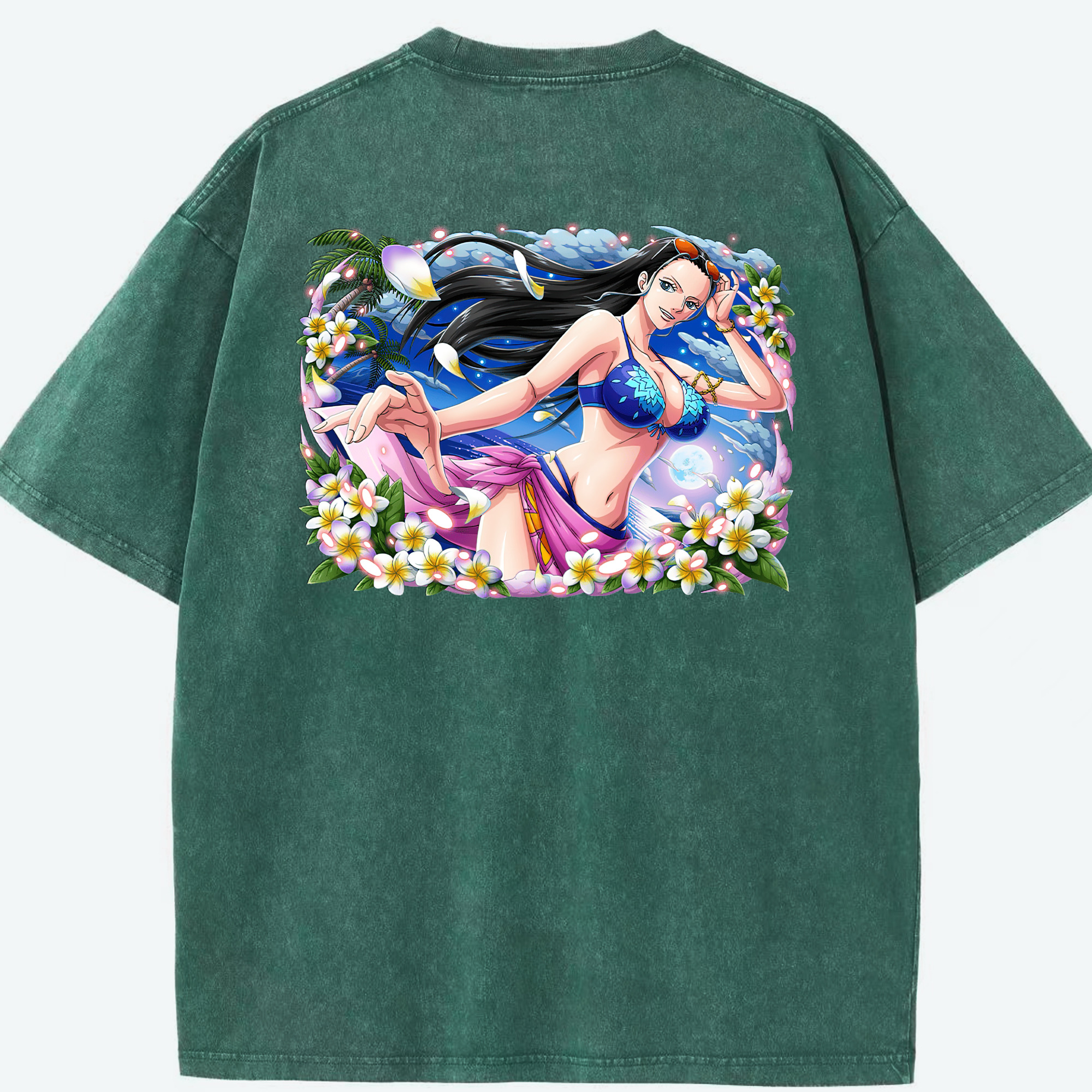 ワンピース ニコ・ロビン ONE PIECE Nico Robin 綿100% ヴィンテージ風 半袖Tシャツ（背面プリント）